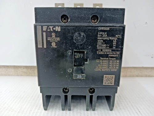 EATON 25 AMP SCHRAUBSCHUTZSCHALTER 3 POLIG 277/480 VAC GHB3025