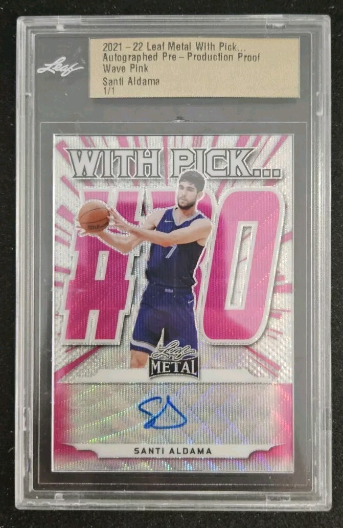 2021 Leaf Metal With Pick Auto Pre Production Proof Wave Pink Santi Aldama 1/1