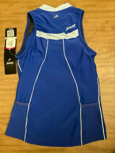 Zoot Endurance Tri Tank Womens Small Sports Bra Biking Jersey Shirt Top Blue NWT - Picture 8 of 12