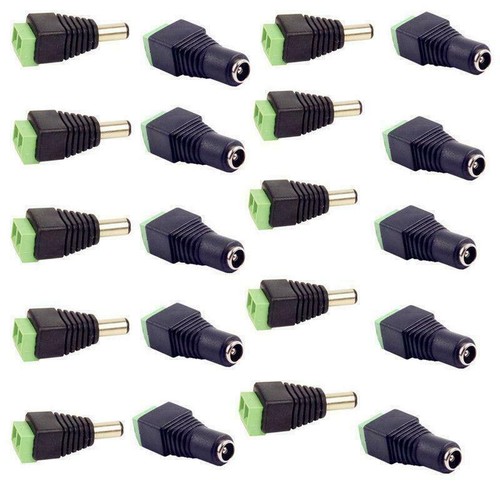 20pcs Male+Female DC Power Jack Connector Adapter Plug 2.1 x 5.5mm for CCTV New - Picture 2 of 6