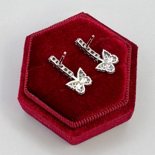 Carrera y Carrera Butterfly Stud Earrings 18K White Gold Diamonds Classic Luxury - Picture 7 of 16