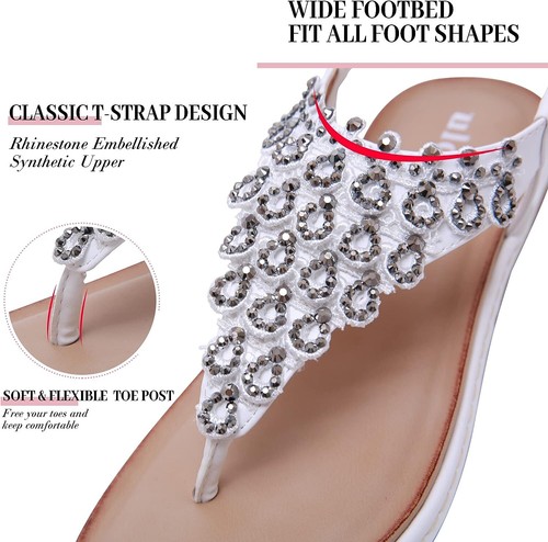 Ulogu Women's Flat Sandals Dressy Summer Beach Shoes Casual Comfortable - Picture 4 of 6