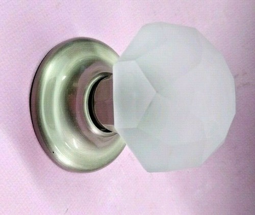 Cabinet Ensembles Frosted Crystal Satin Chrome Bifold Knob Pull Hardware - Picture 1 of 4