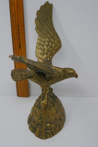 Vintage Brass Eagle Landing on Rock Sculpture - Picture 3 of 7