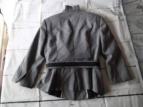 WHITE HOUSE BLACK MARKET blazer,JACKET,SZ 2,black white, ruffle belted 1 - Picture 11 of 12