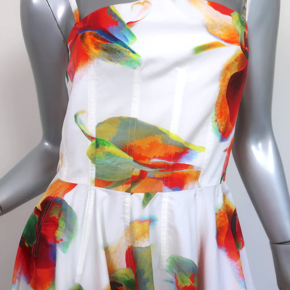 VIP【関税送料無料】希少 ALEXANDER MCQUEEN MULTICOLOUR DRESS Alexander McQueen A-Line Midi Dress White/Multi Floral Print