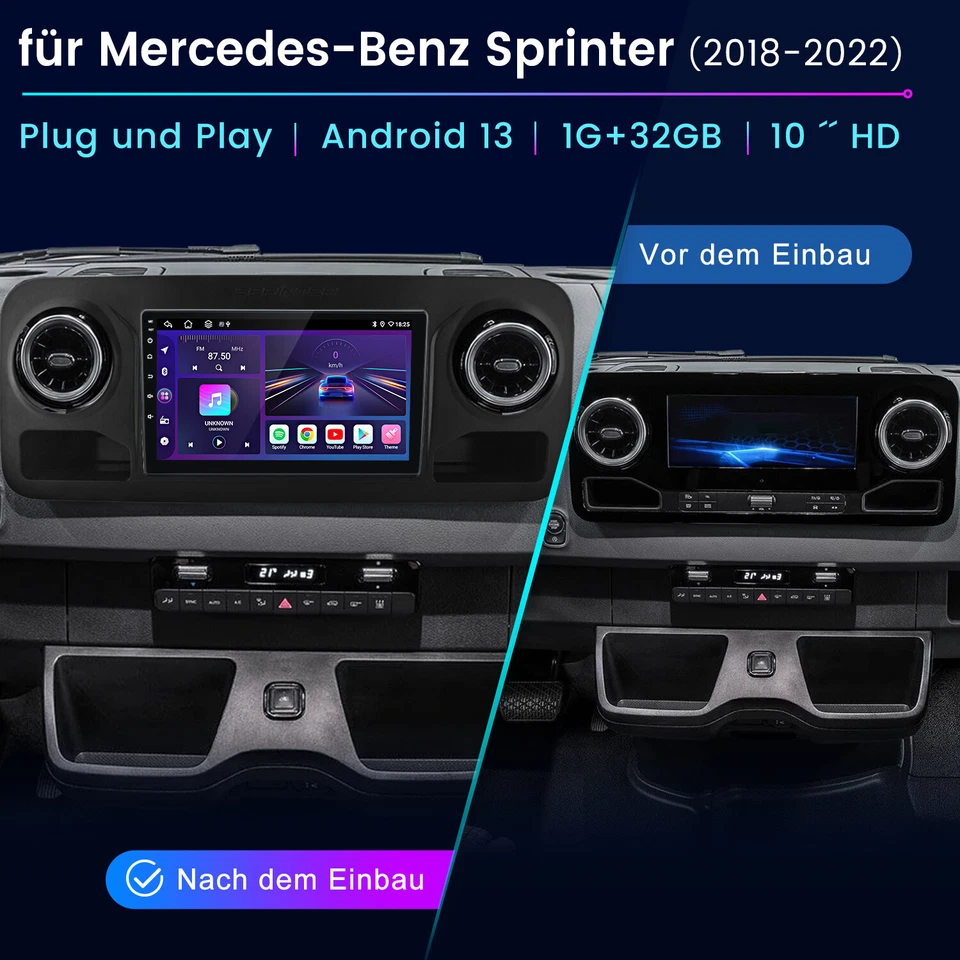Für Mercedes Benz Sprinter W907 2019-23 Android14 32G Carplay Autoradio GPS Navi - Bild 2 von 4
