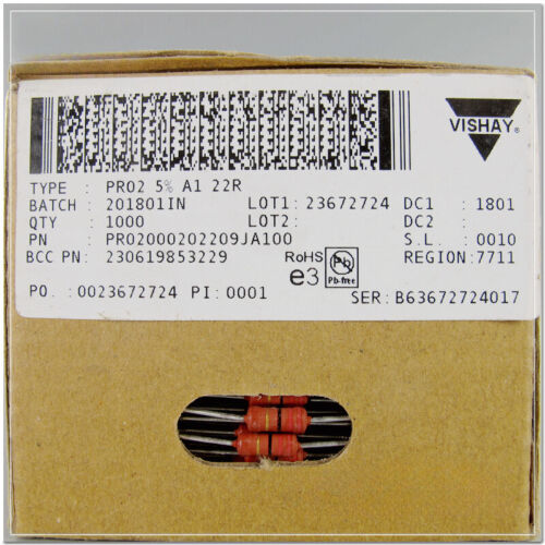 VISHAY BC PR02 Series 22R/2W 5% Axial Metal Film Color Ring Resistors HiFi Audio - Picture 3 of 4