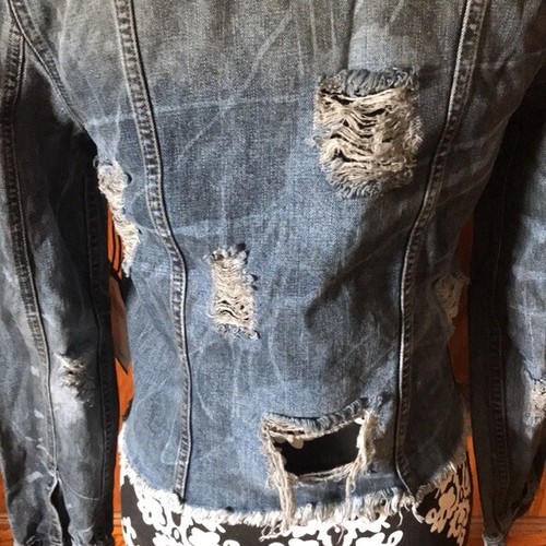 PRPS Kahlo Denim Destroyed Jean Jacket Sz S NEW NWT - Picture 7 of 12