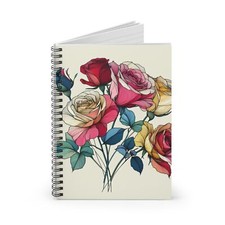 Spiral Notebook Ruled Line Bouquet of Roses Design 8, Gift, Everyday Use