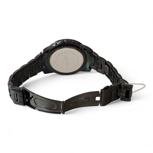 Vintage Just Sweet Watch by JLO Black Metal Band With Princess & Baguette Stones - Picture 6 of 7