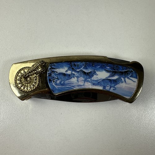 Al Agnew Print Knife With Pack Of Wolves Running In Snow Comes With Case - Picture 11 of 18
