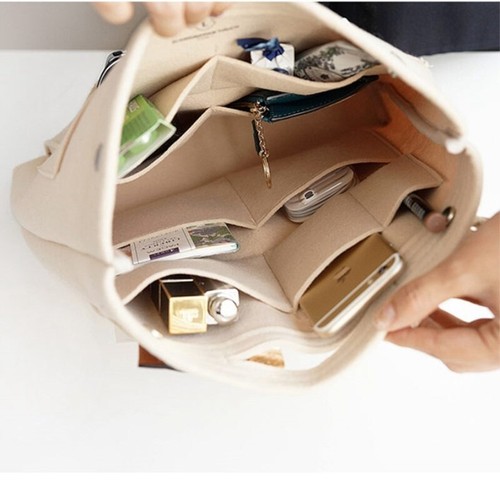 Make up Bag For Tote Handbag Felt Insert Multi-function Multi Pocket Cosmetic - Picture 7 of 20
