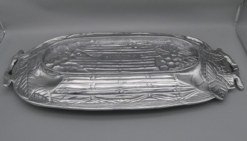 Fitz & Floyd Metallwaren Serviertablett Platte Griffe Obst Korb Geflecht 20"x10" - Bild 15 von 16