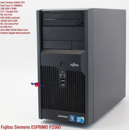 PC COMPUTER FUJITSU ESPRIMO P2560 D3041 2GB 250GB WINDOWS XP PARALLEL LPT PORT - Bild 2 von 7