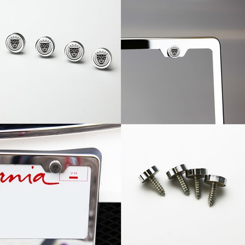 Grabado láser negro Jaguar marco matrícula pernos sujetador cromo tornillos tapa - Imagen 1 de 6