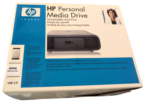 HP® Personal Media 300GB USB 2.0 External Hard Drive HD3000s Open Box Complete