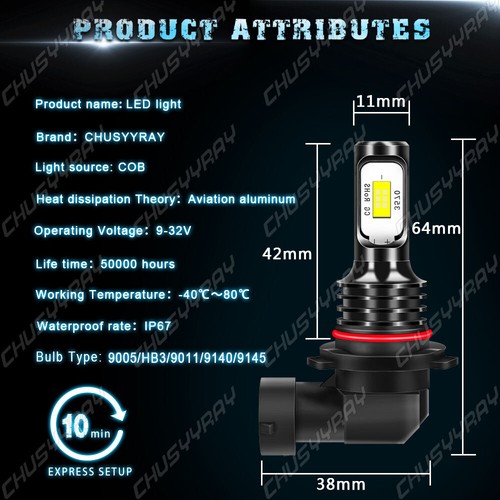 For Jeep Commander 2006-2010 6x 6000K LED Headlight Hi/Lo + Fog Light Bulbs Kit - Imagen 6 de 12