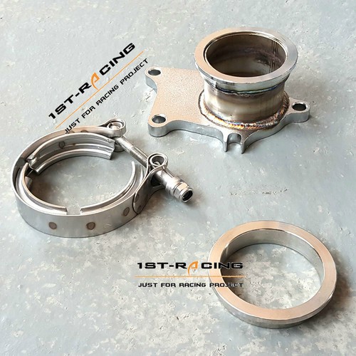 Turbine pipe Flange 5 Bolt To 3.0" V Band Conversion Connector Adaptor Set - Imagen 5 de 7