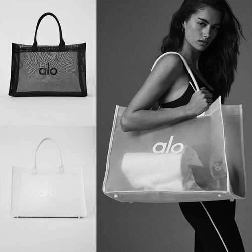 Mesh Fitness Gym Tote Bag Women Shopping Bag Handbag White Black Fashion