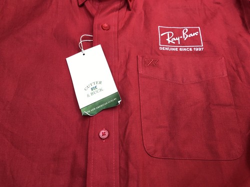 Ray-Ban Genuine Since 1937 Cutter Buck L/S Button Down Red Shirt Men’s L New - Picture 10 of 10