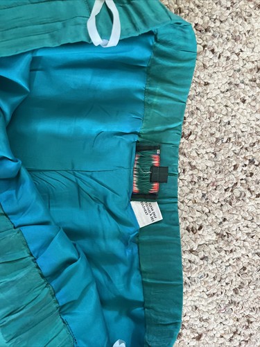 Vintage La Chine Collection Galinda Wang Seide 80er türkis Knie Rock Taschen M mit Etikett - Bild 7 von 11