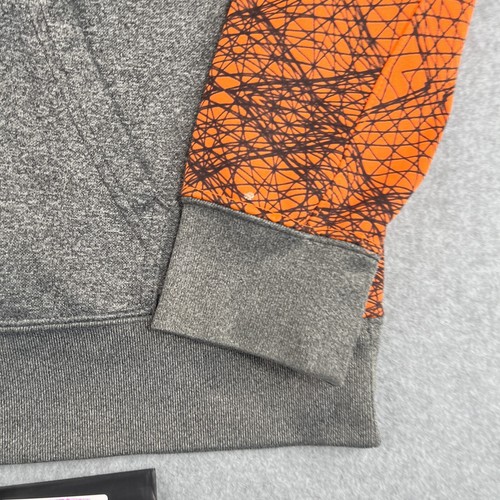 Nike Dri Fit Youth Hoodie Sweatshirt XL Gray Heather Orange Abstract Pullover - Picture 2 of 9