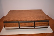 Vintage Audio Cassette Tape Storage Box Case w/3 Drawers, Holds 36, Faux Wood
