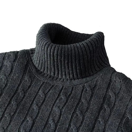 Herren Hochgeschlossen Pullover Freizeit Gummizug Einfarbig Pulli Strick Warm Freizeit - Bild 3 von 30