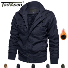 TACVASEN Men's Jacket Fleece Lined Cargo Work Winter Coat Bomber Jackets Outwear