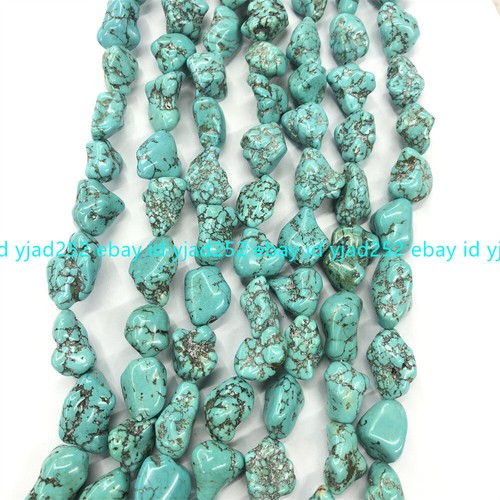 Blue Turquoise Side Drill Nugget Beads Size 10-15mm 15'' Strand - Picture 2 of 12