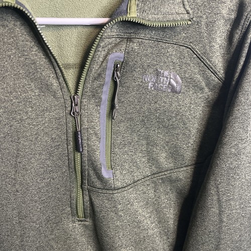 The North Face Jacket Mens Small 1/4 Zip Green Black Lightweight Fleece Pullover - Picture 2 of 8