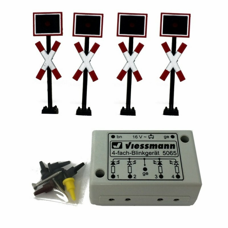 Set 4 feux à led pour passage ferroviaire avec relay électroniqueHO187VIESSM Set 4 feux à led pour passage ferroviaire avec relay électroniqueHO187VIESSM