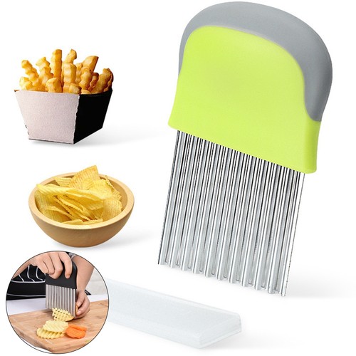 Taglierina in acciaio inox ondulata per affettapatate verdure lama coltello - Foto 2 di 14