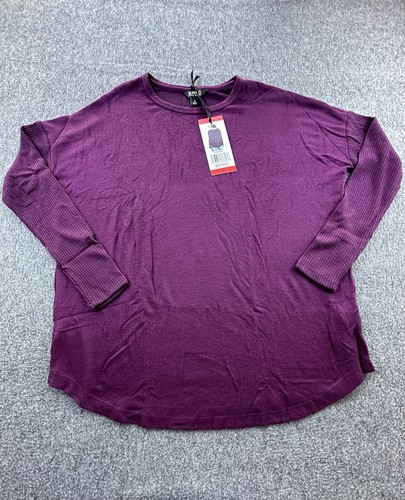Buffalo David Bitton Sweater Womens Medium Burgundy Round Neck Long Sleeve NEW - Picture 2 of 14