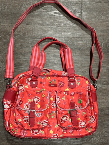 Oilily red floral shopper tote messenger laptop bag