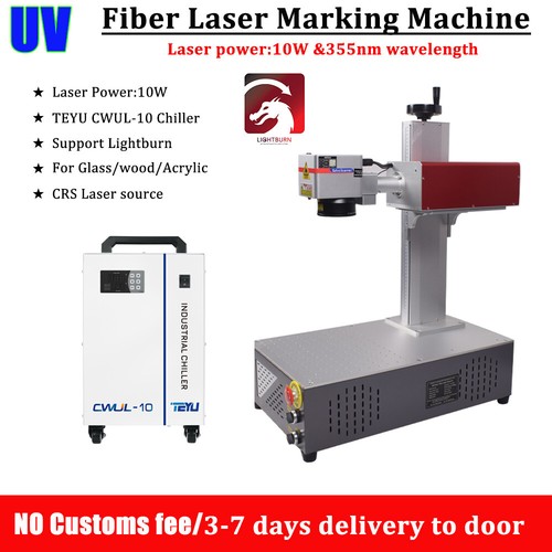 Máquina de grabado de marcado láser UV CRS de 10 W para vidrio metal madera acrílico y enfriador - Imagen 2 de 11