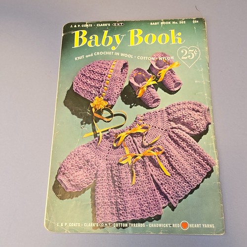 VTG Baby Crochet Knitting Pattern Books J&P Coats Clarks ONT 1st Edition 1952 - Picture 2 of 10