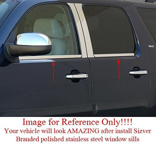 Polished Stainless Steel Window Sills Trims for 2014-2018 Chevy Silverado 1500 C - Picture 4 of 7