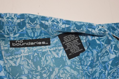 No Boundaries Shirt Mens M Blue Hawaiian Loop Collar Monkey Print Y2k Button Up - Picture 6 of 8