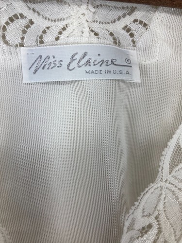 VTG Miss Elaine 2 Piece Sleepwear Set Womens L/M White Satin Romantic Lace Trim - Picture 15 of 23