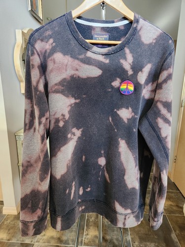 ABERCROMBIE & FITCH "PEACE" Pride Boho/Hippie Charcoal CUSTOM Tie-Dyed M UNISEX - Picture 6 of 13