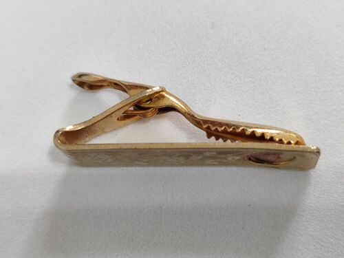 Vintage Tie Clip with Floral and Leaf Design, Gold Tone - Picture 5 of 6