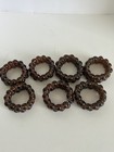 Napkin Rings Glass Beaded Golden Amber Color Wire Set of Seven Fall,Harvest