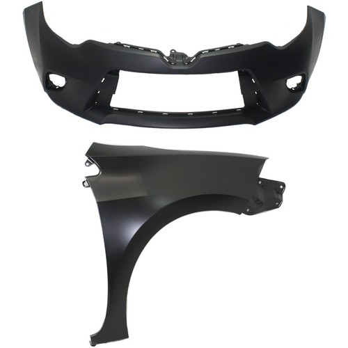 Bumper Cover Kit For 2014-16 Toyota Corolla Front With fog light holes 2pc - Bild 1 von 6