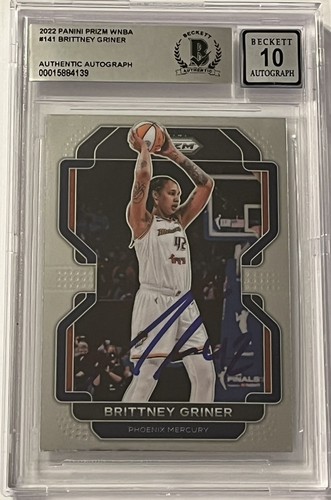 BRITTNEY GRINER SIGNED 2022 PANINI PRIZM CARD #141 BAS AUTOGRAPH GRADE 10 - Picture 1 of 2
