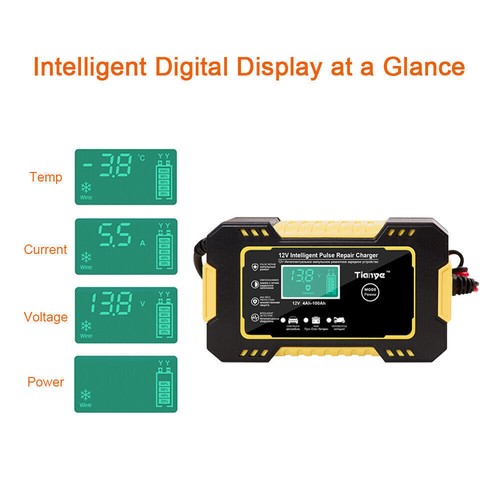 Car Battery Charger LCD Display Smart Automatic Pulse Repair Lead-acid Battery - Picture 5 of 5