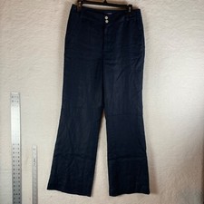 CHAPS Women's Wide Leg Navy Casual Dress Trouser Pants 100% Linen Size 6 9528