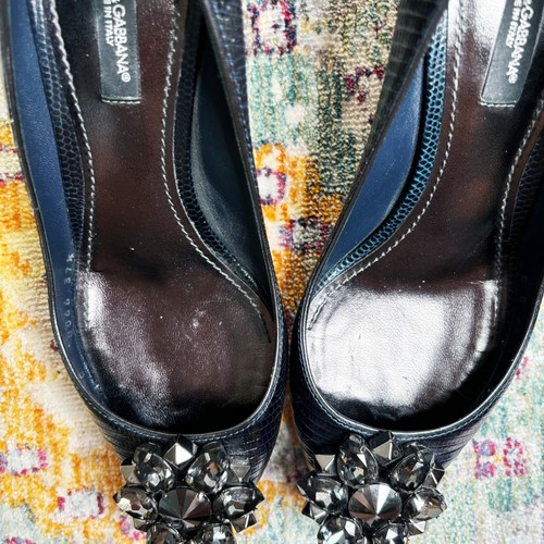 Dolce Gabbana Bellucci Embossed Kitten Heels - Picture 5 of 9