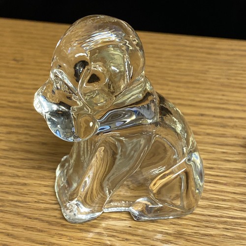 Vintage Clear GLASS Sitting Dog/Puppy Hollow Puppy Dog Statue Figurine CRACKED - Picture 2 of 8